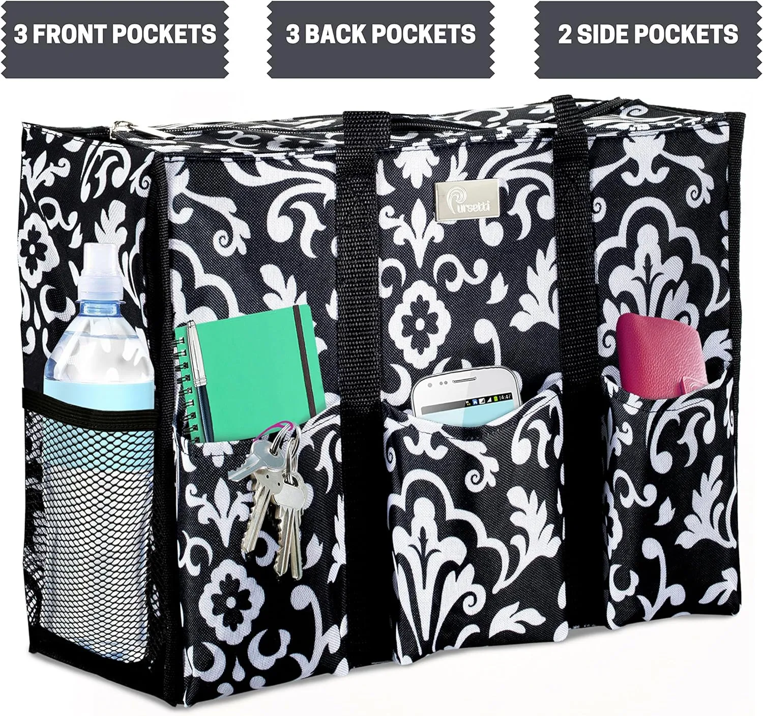 Utility Tote with Pockets & Compartments-Perfect Nurse Tote Bag, Teacher Bag, Work Bags for Women & Craft Tote