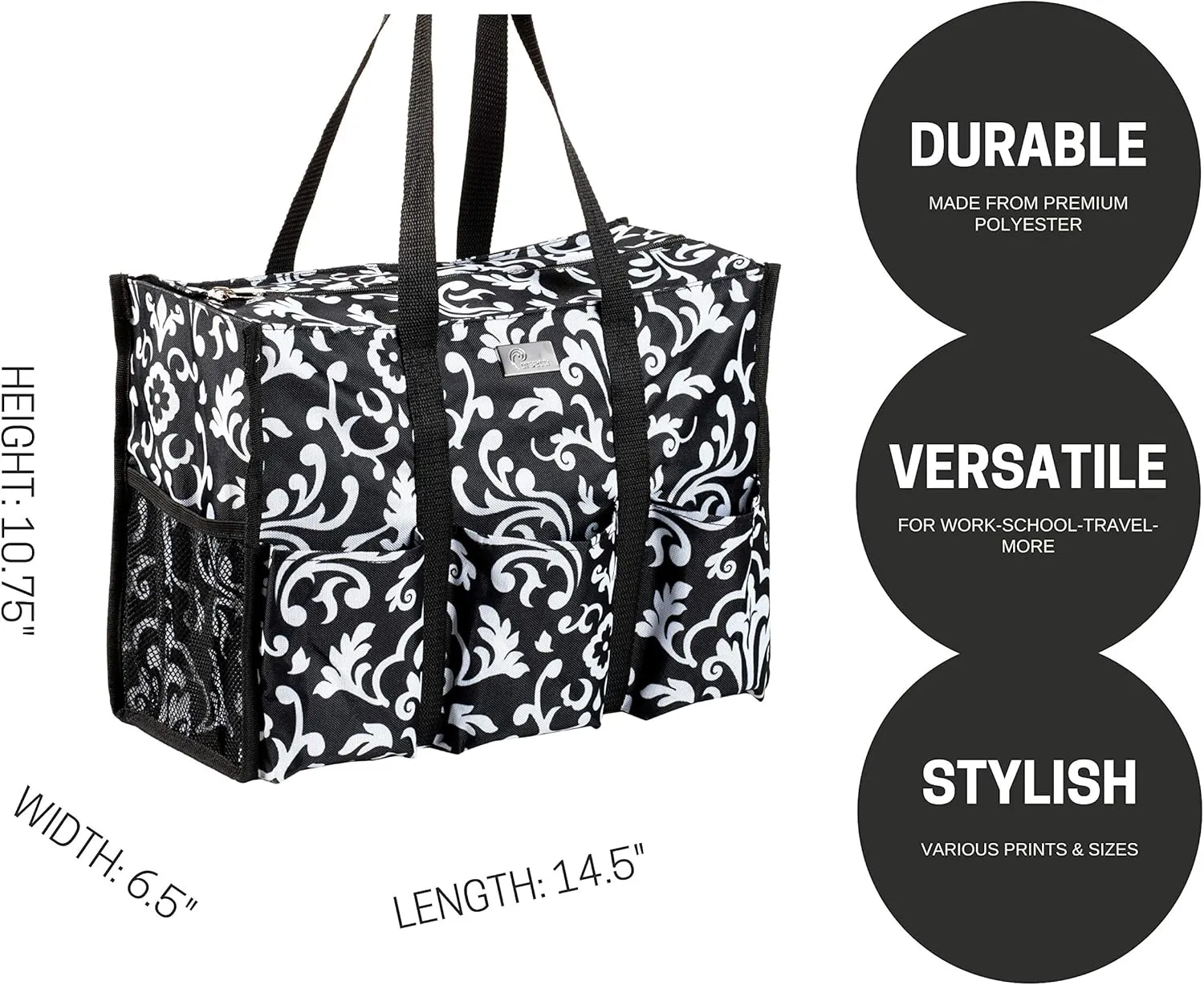 Utility Tote with Pockets & Compartments-Perfect Nurse Tote Bag, Teacher Bag, Work Bags for Women & Craft Tote