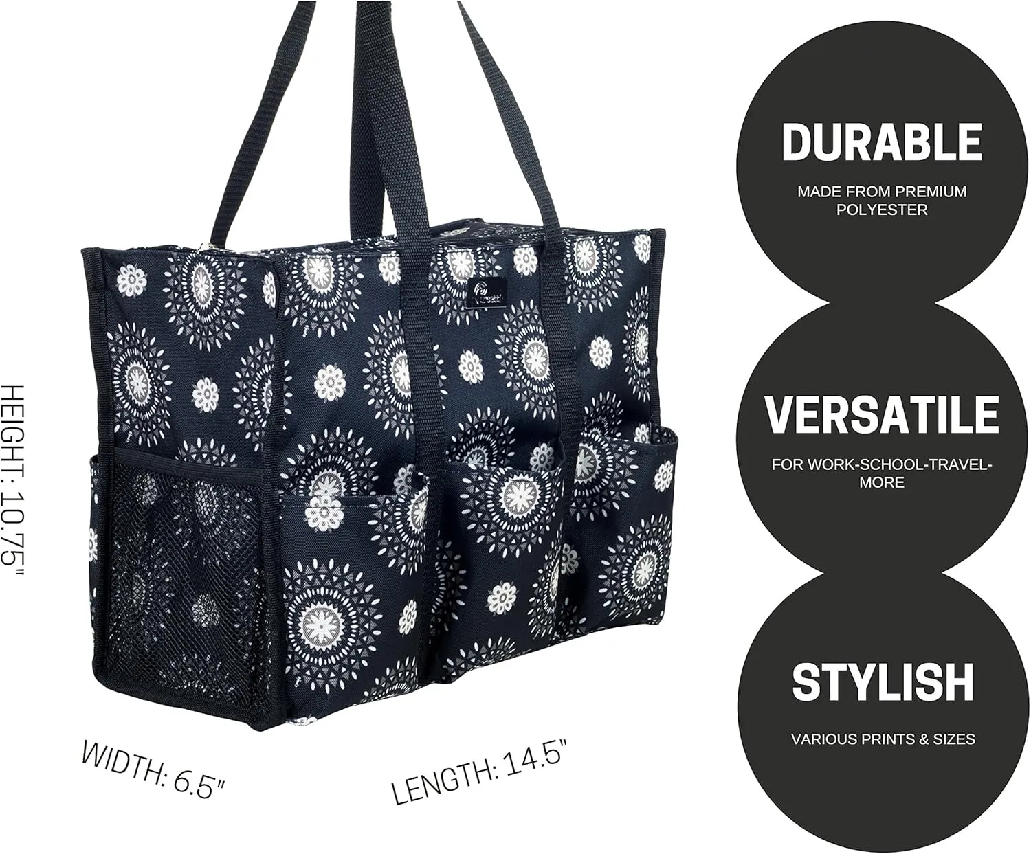 Utility Tote with Pockets & Compartments-Perfect Nurse Tote Bag, Teacher Bag, Work Bags for Women & Craft Tote