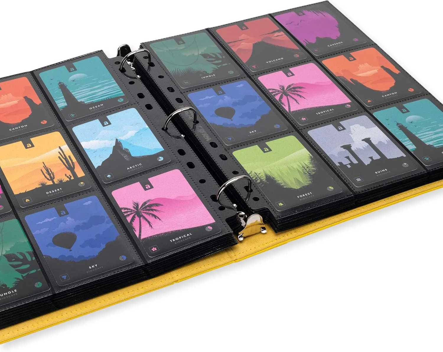 Vault X Trading Card 3 Ring Binder, fits 9 Pocket Pages, 540 Cards, Exo-Tec Material, Easy Open, D-Ring Clip Folder for Collectible Card Games, Sports, TCG (Yellow, Slim)