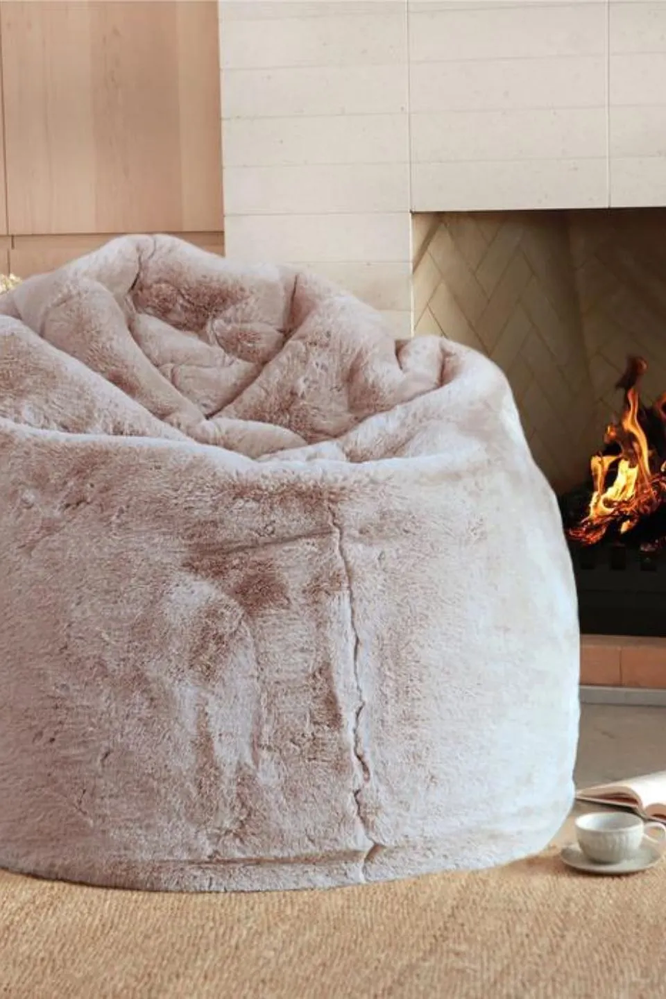 Vegan Fur Bean Bag Pewter