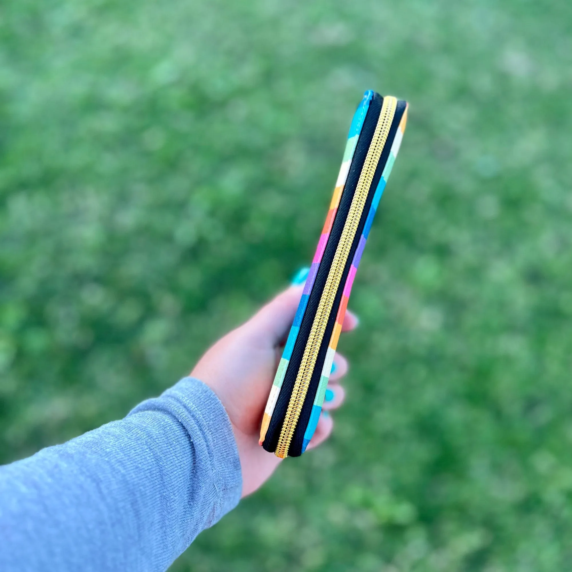 Vertical Rainbow Zip-Around Wallet