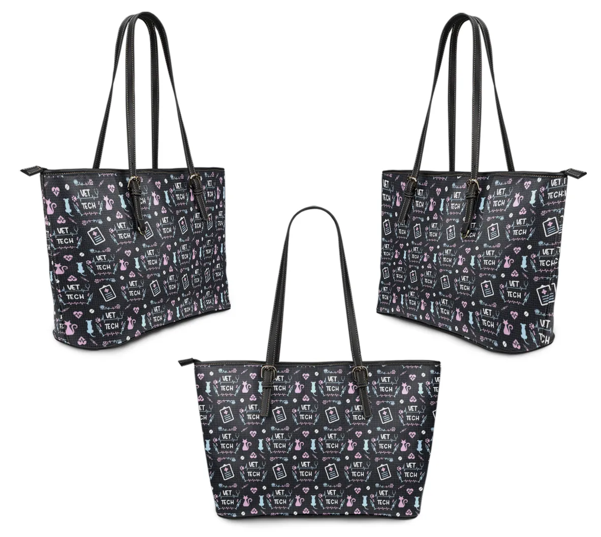 VET Tech Large PU Faux Leather Tote Bag