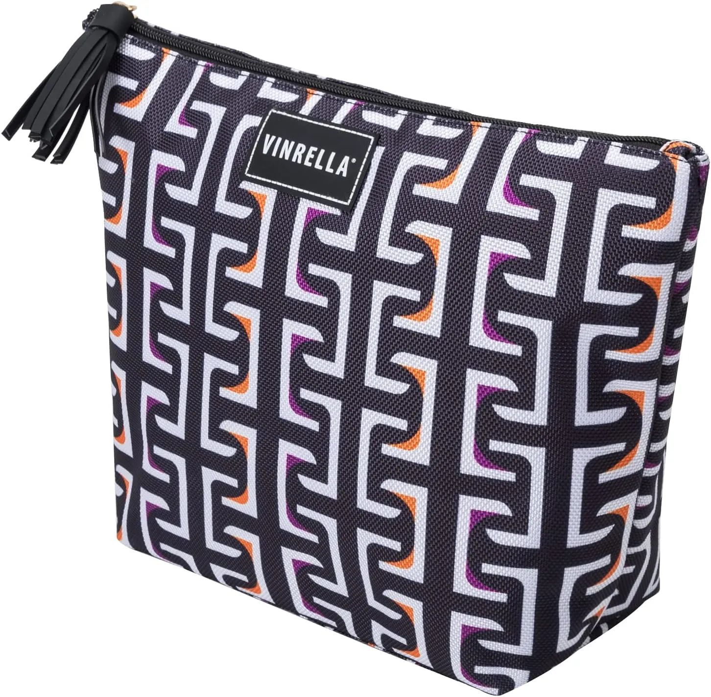 VINRELLA Cosmetic Bag Water Res - Glitz n Glam - Geometric Black, Toiletry Bags for Traveling, Water Resistant Travel Makeup Organizer for Accessories, Designer Makeup Bag and Toiletry Bag for Women