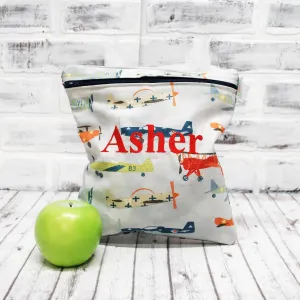 Vintage Airplanes Personalized Reusable Food Bag