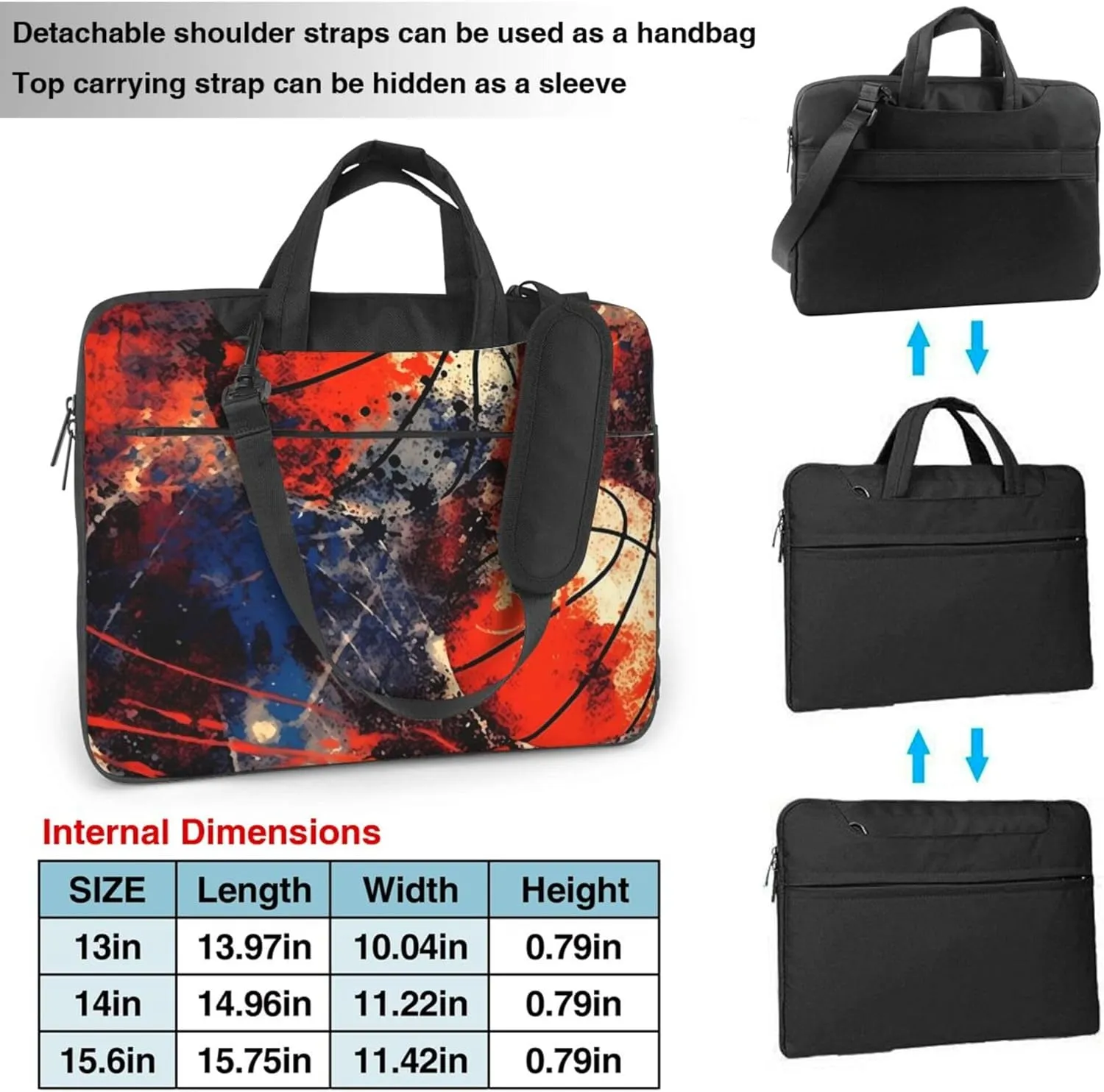 Vintage Basketball Laptop Bag, Sport Ball Laptop Case Sleeve Women Men Messenger Shoulder Bag Briefcases 15.6 Inch