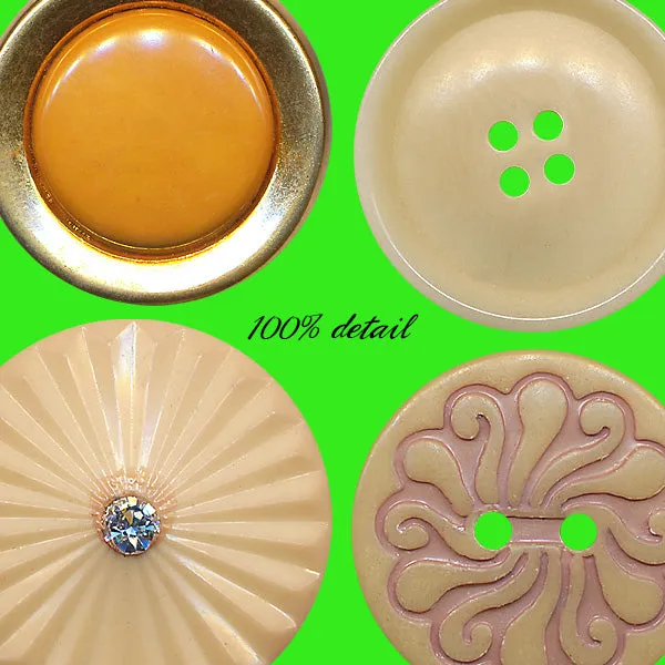 Vintage Buttons in Tan & Yellow