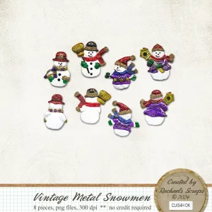 Vintage Metal Snowmen