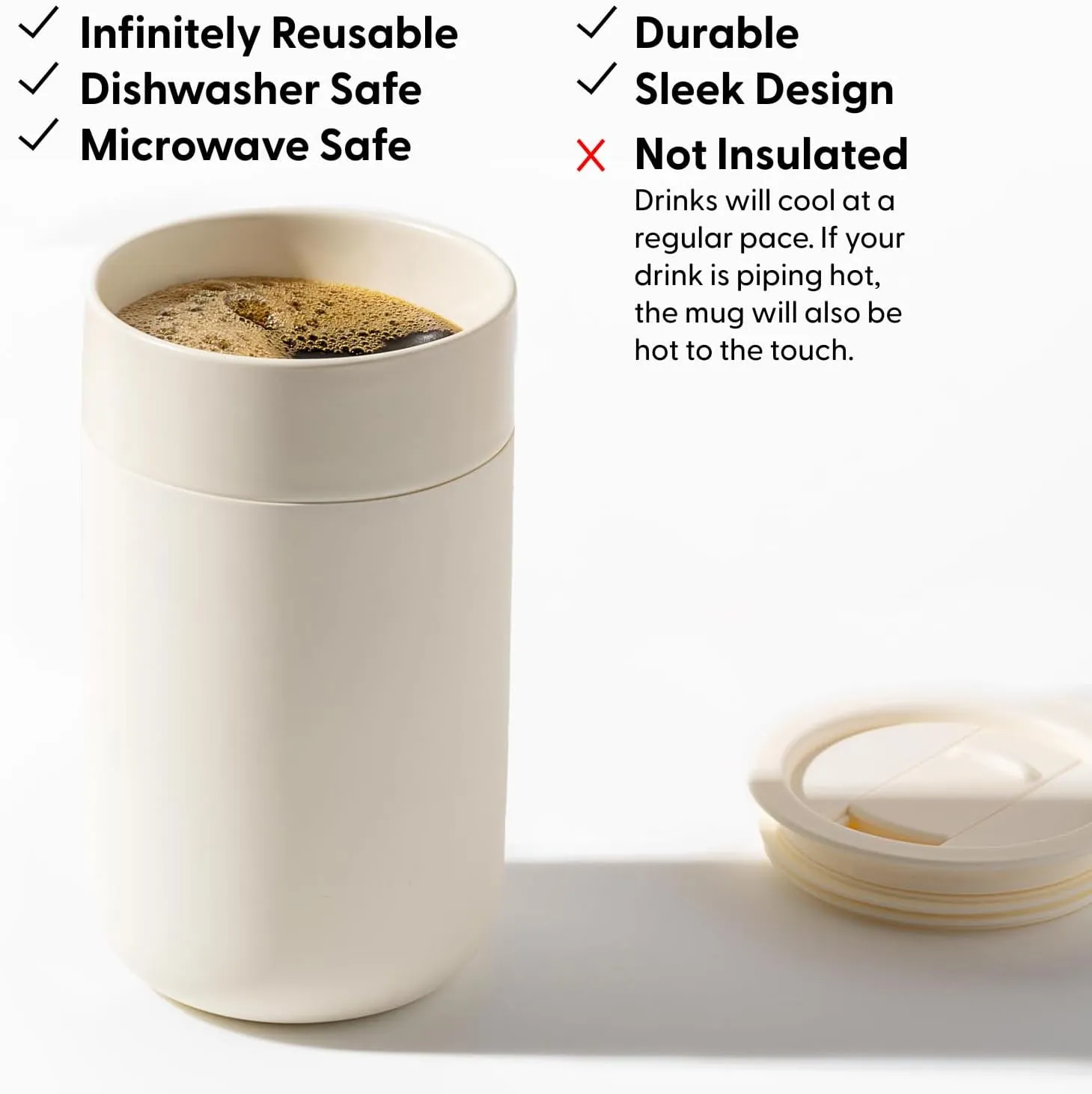 W&P Porter Ceramic Mug w/ Protective Silicone Sleeve, Charcoal 16 Ounces On-the-Go Reusable Cup for Coffee or Tea Portable Dishwasher Safe