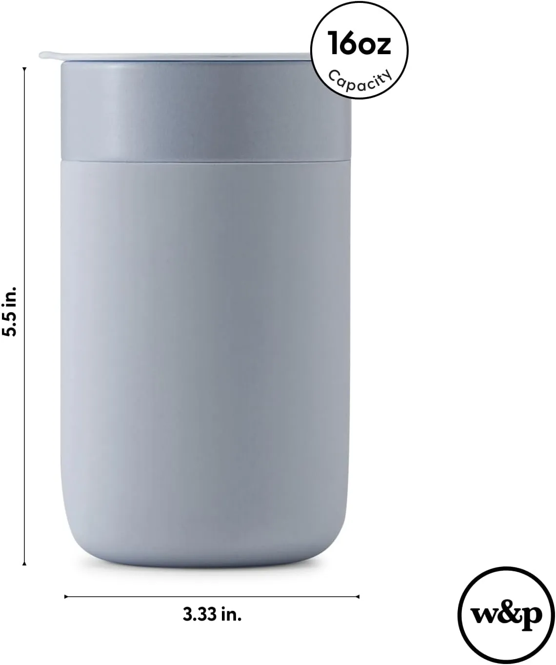 W&P Porter Ceramic Mug w/ Protective Silicone Sleeve, Charcoal 16 Ounces On-the-Go Reusable Cup for Coffee or Tea Portable Dishwasher Safe