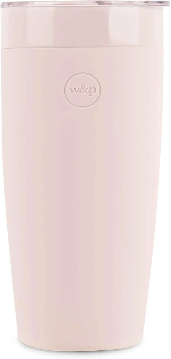 W&P Porter Insulated Tumbler 20 oz | No Metallic Aftertaste Ceramic Coated for Water, Coffee, & Tea | Wide Mouth Vacuum Insulated | Dishwasher Safe, Blush (Tone on Tone)