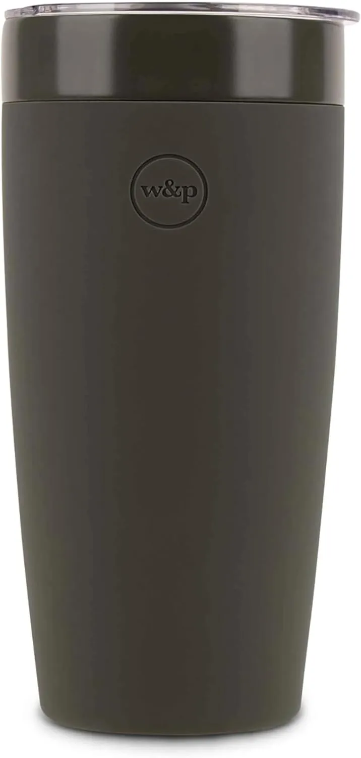 W&P Porter Insulated Tumbler 20 oz | No Metallic Aftertaste Ceramic Coated for Water, Coffee, & Tea | Wide Mouth Vacuum Insulated | Dishwasher Safe, Charcoal (Tone on Tone)