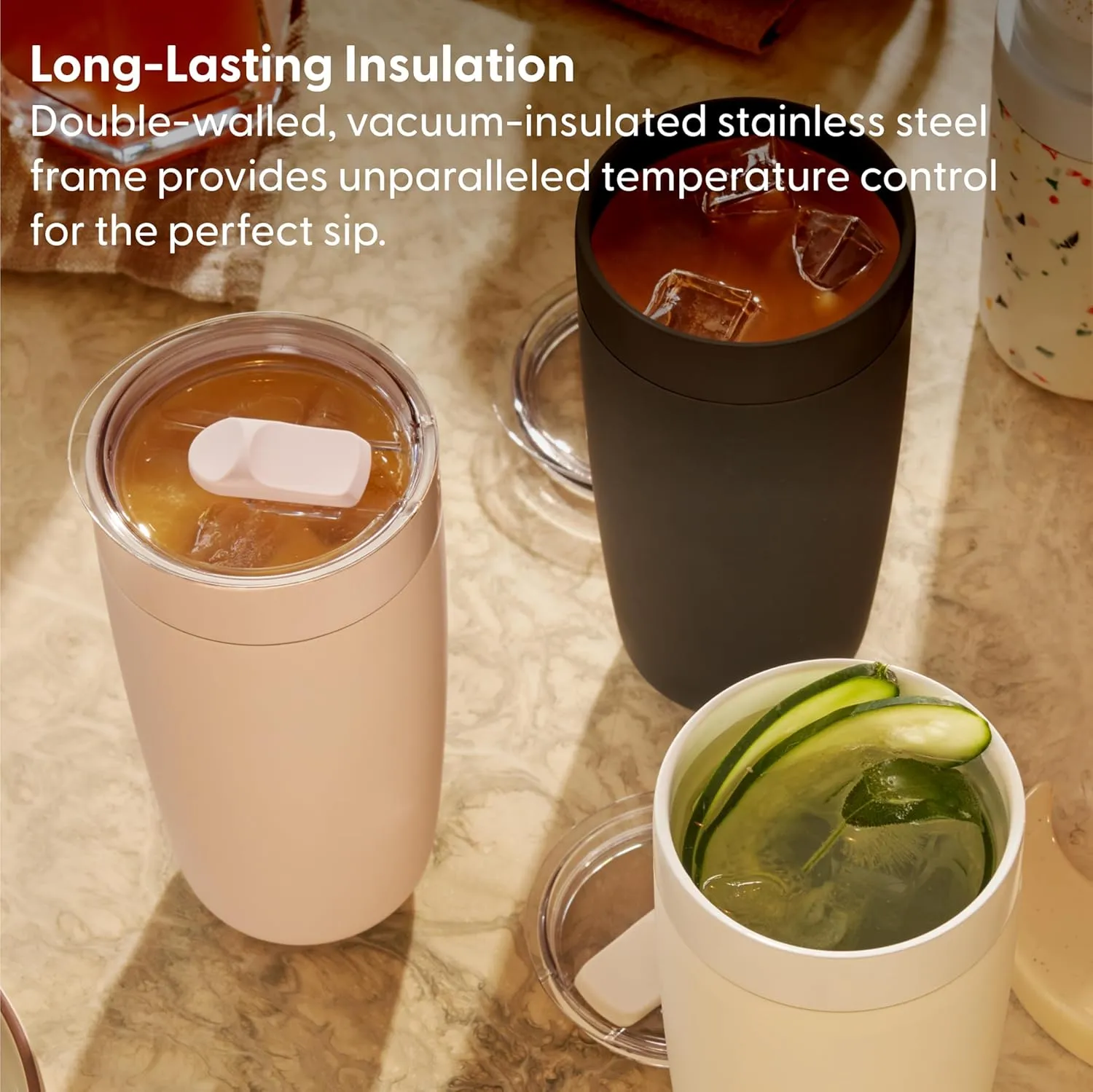 W&P Porter Insulated Tumbler 20 oz | No Metallic Aftertaste Ceramic Coated for Water, Coffee, & Tea | Wide Mouth Vacuum Insulated | Dishwasher Safe, Charcoal (Tone on Tone)