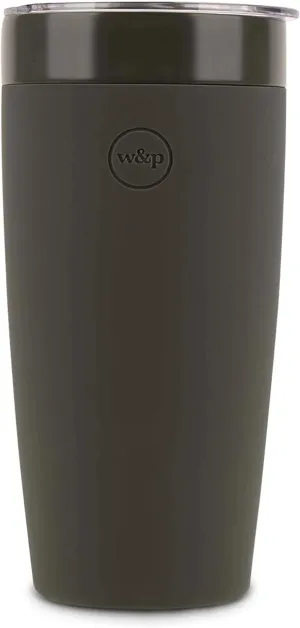 W&P Porter Insulated Tumbler 20 oz | No Metallic Aftertaste Ceramic Coated for Water, Coffee, & Tea | Wide Mouth Vacuum Insulated | Dishwasher Safe, Charcoal (Tone on Tone)