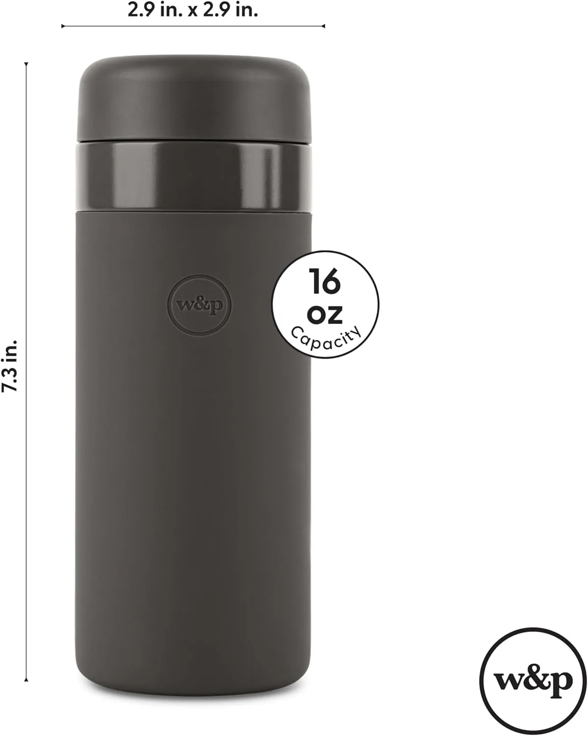 W&P Porter Insulated Water Bottle, 16oz Lavender, Vacuum Insulated Stainless Steel with Ceramic Coating, Leak Proof, Dishwasher Safe