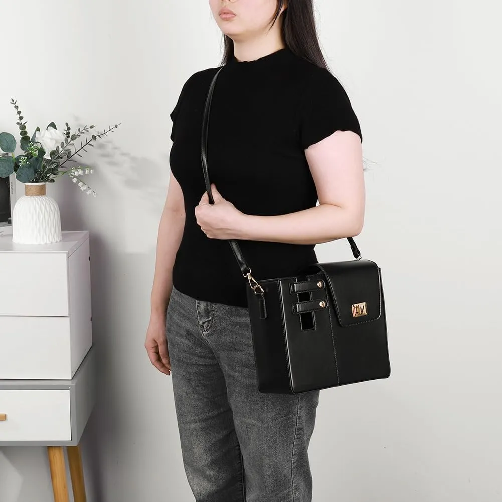 Water Cup Holder Bag Crossbody Water Bottle Bags for Women Leather Water Bottle Carrier Bag
