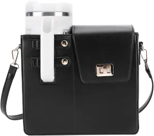 Water Cup Holder Bag Crossbody Water Bottle Bags for Women Leather Water Bottle Carrier Bag
