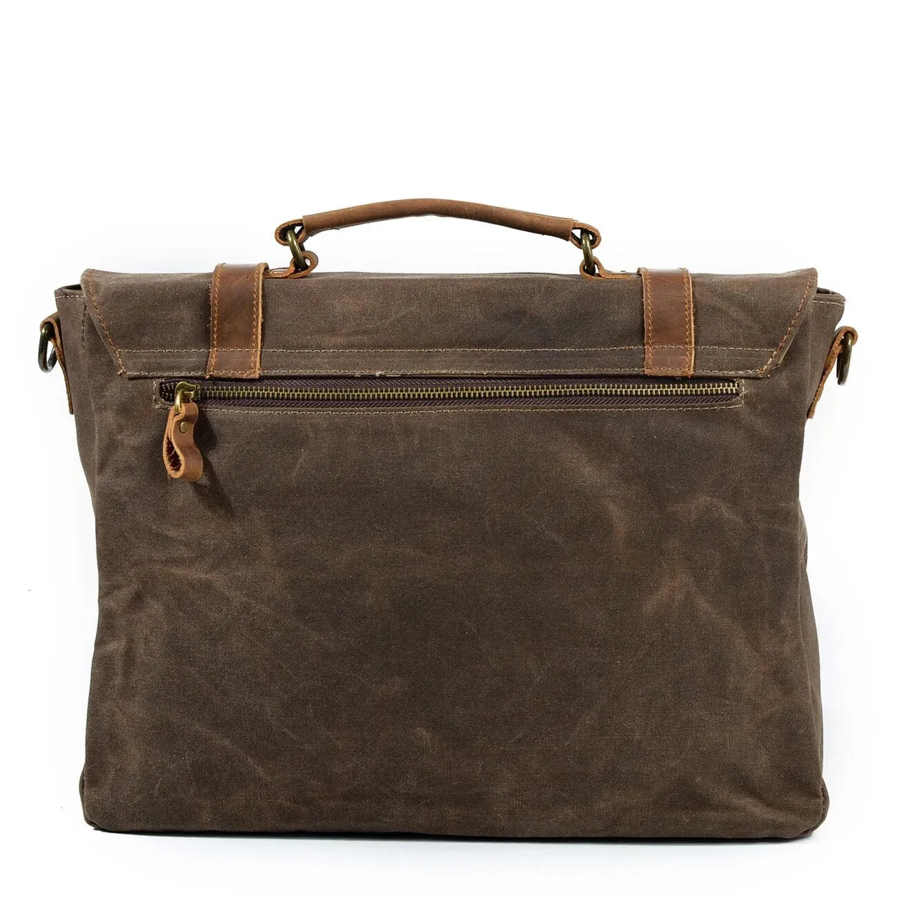 Waterproof Oil Wax Canvas & Leather Briefcase for Men