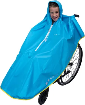 Waterproof Poncho for Children's Wheelchair – Children's Raincoat – Rain Cape for Wheelchair – Italian Design Poncho (Blue)