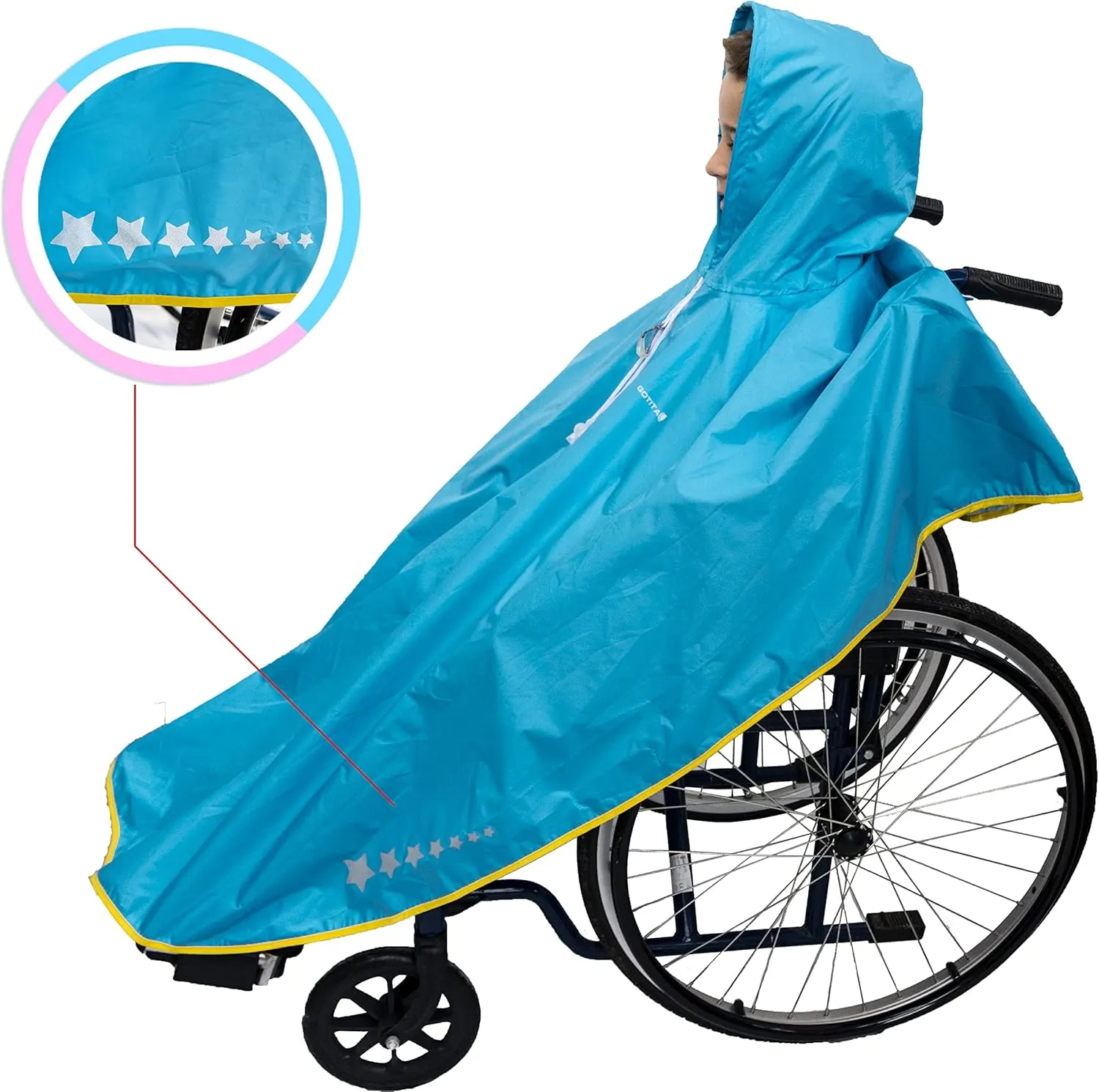 Waterproof Poncho for Children's Wheelchair – Children's Raincoat – Rain Cape for Wheelchair – Italian Design Poncho (Blue)