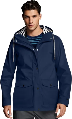 Waterproof Rain Jacket Mens Breathable Hiking Coat Plain Golf with Hood Windbreaker Rain Jacket