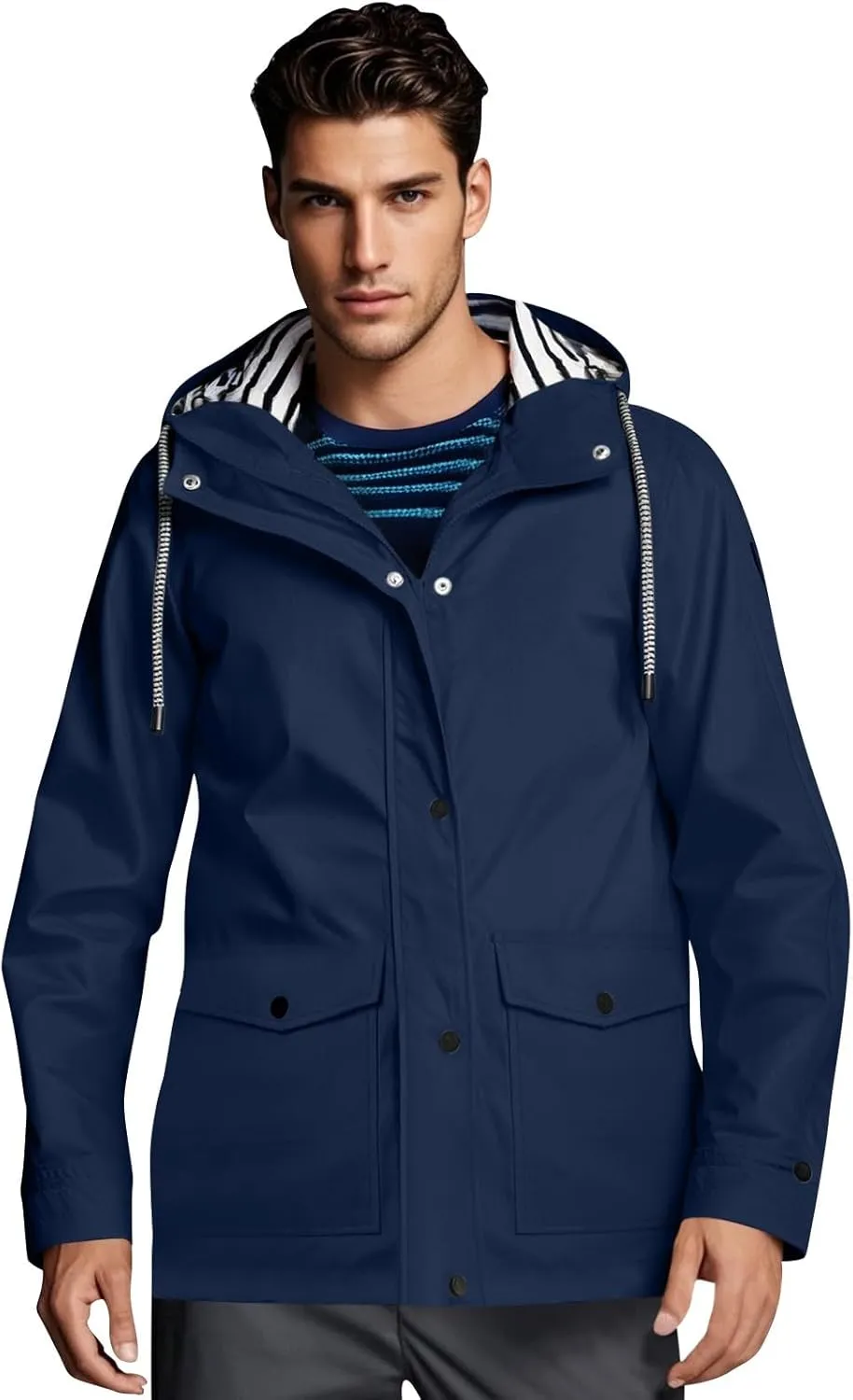 Waterproof Rain Jacket Mens Breathable Hiking Coat Plain Golf with Hood Windbreaker Rain Jacket