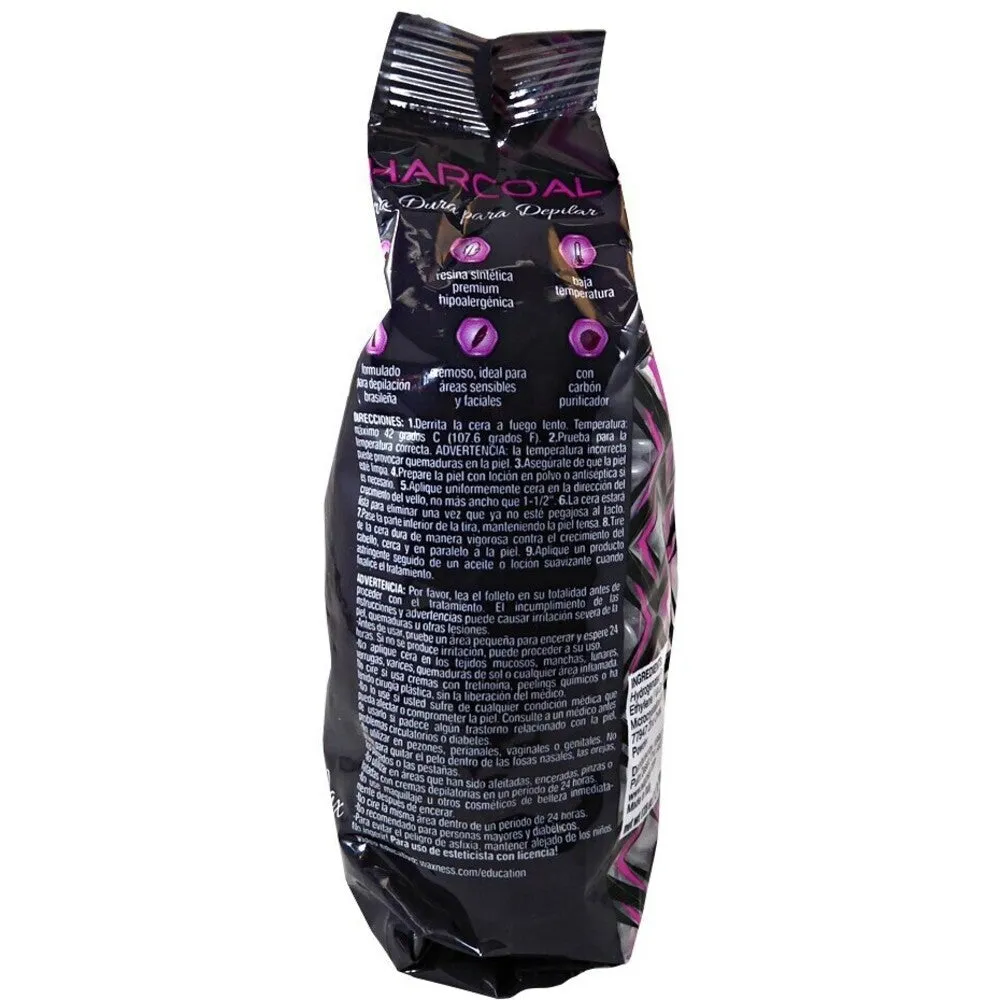 Waxness Charcoal Premium Luxury Hard Wax - Made in Italy / 1.1 lbs. - 17.6 oz. - 500 grams Each X 6 Bags = 6.6 Lbs