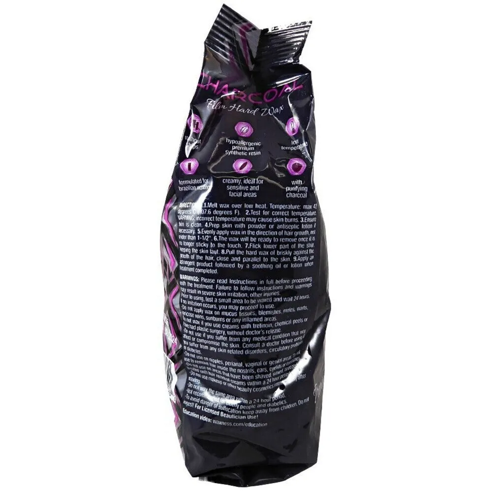 Waxness Charcoal Premium Luxury Hard Wax - Made in Italy / 1.1 lbs. - 17.6 oz. - 500 grams Each X 6 Bags = 6.6 Lbs