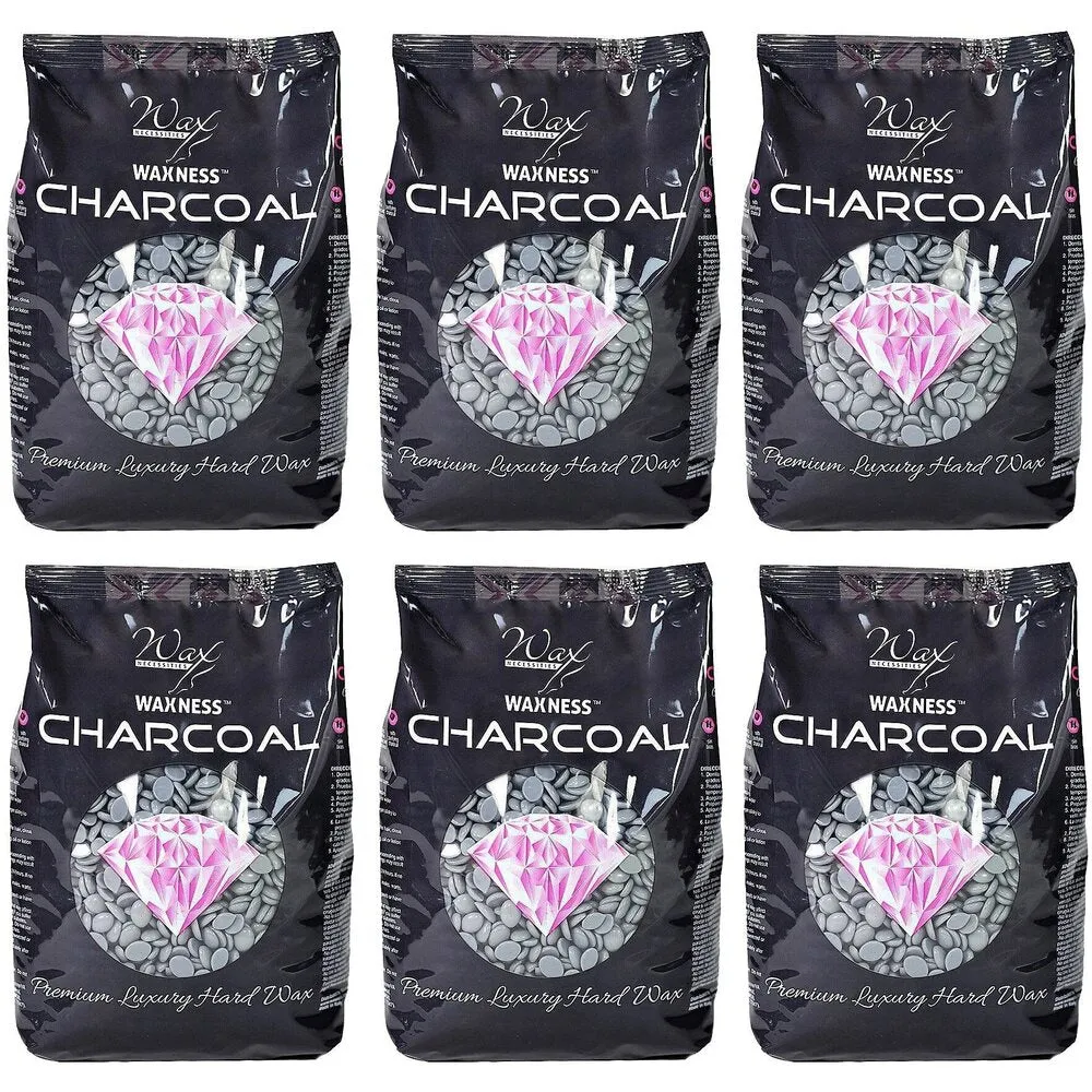 Waxness Charcoal Premium Luxury Hard Wax - Made in Italy / 1.1 lbs. - 17.6 oz. - 500 grams Each X 6 Bags = 6.6 Lbs