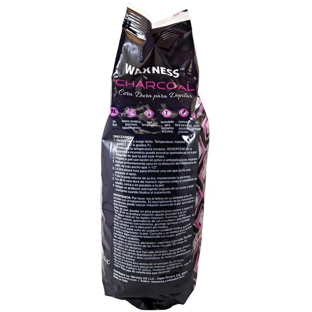 Waxness Charcoal Premium Luxury Hard Wax - Made in Italy / 2.2 lbs. - 35.27 oz. - 1 kg. Each X 4 Bags = 8.8 Lbs