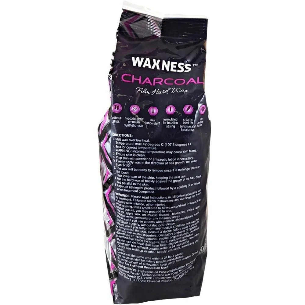 Waxness Charcoal Premium Luxury Hard Wax - Made in Italy / 2.2 lbs. - 35.27 oz. - 1 kg. Each X 4 Bags = 8.8 Lbs