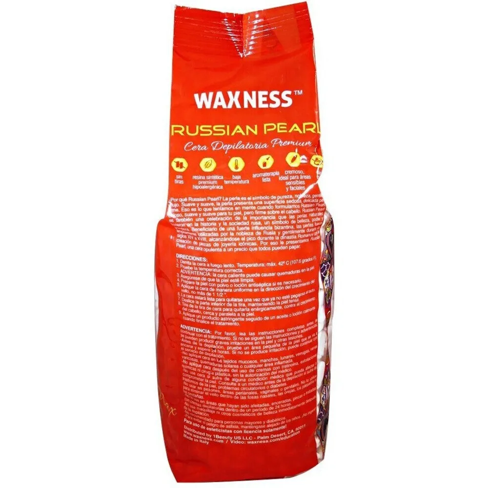 Waxness Premium Polymer Luxury Hard Wax Beads Russian Pearl - Made in Italy / 2.2 lbs. - 35.27 oz. - 1 kg. Each X 4 Bags = 8.8 Lbs
