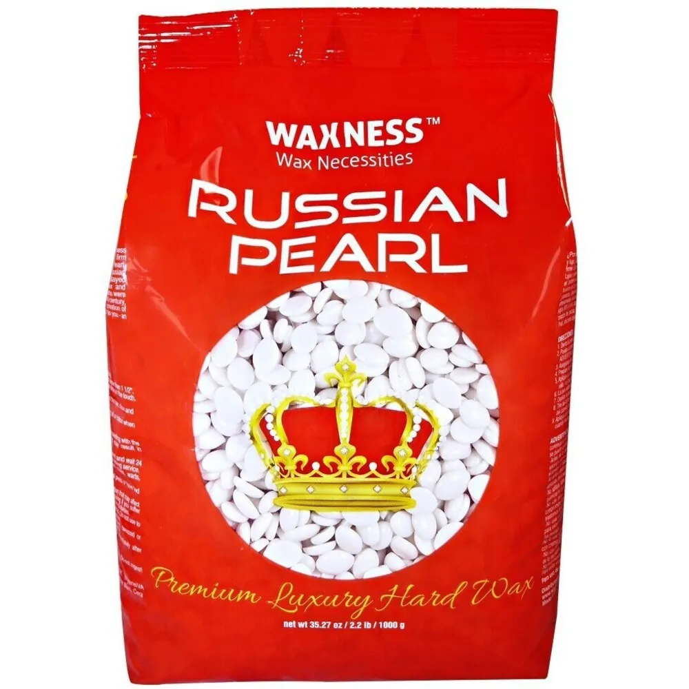 Waxness Premium Polymer Luxury Hard Wax Beads Russian Pearl - Made in Italy / 2.2 lbs. - 35.27 oz. - 1 kg. Each X 4 Bags = 8.8 Lbs