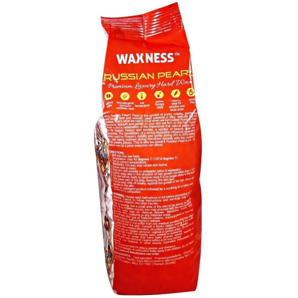Waxness Premium Polymer Luxury Hard Wax Beads Russian Pearl - Made in Italy / 2.2 lbs. - 35.27 oz. - 1 kg. Each X 4 Bags = 8.8 Lbs