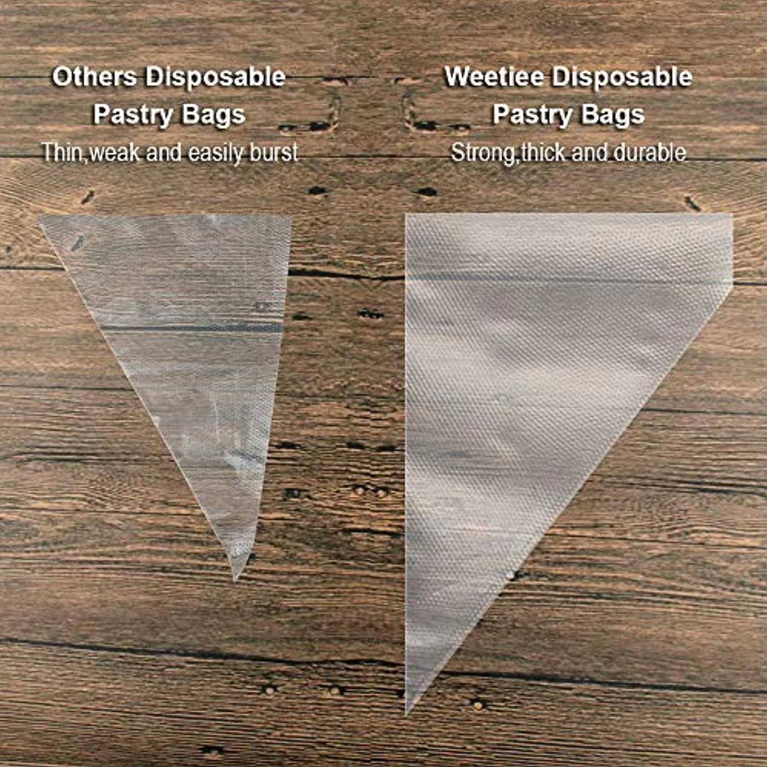 Weetiee Pastry Bag - 100 Pieces 16 Inch [Extra Thick] Disposable Piping Bags Set with 8 decorating tips, 1 coupler and 3 Bag Ties for Cake Decorating Royal Frosting