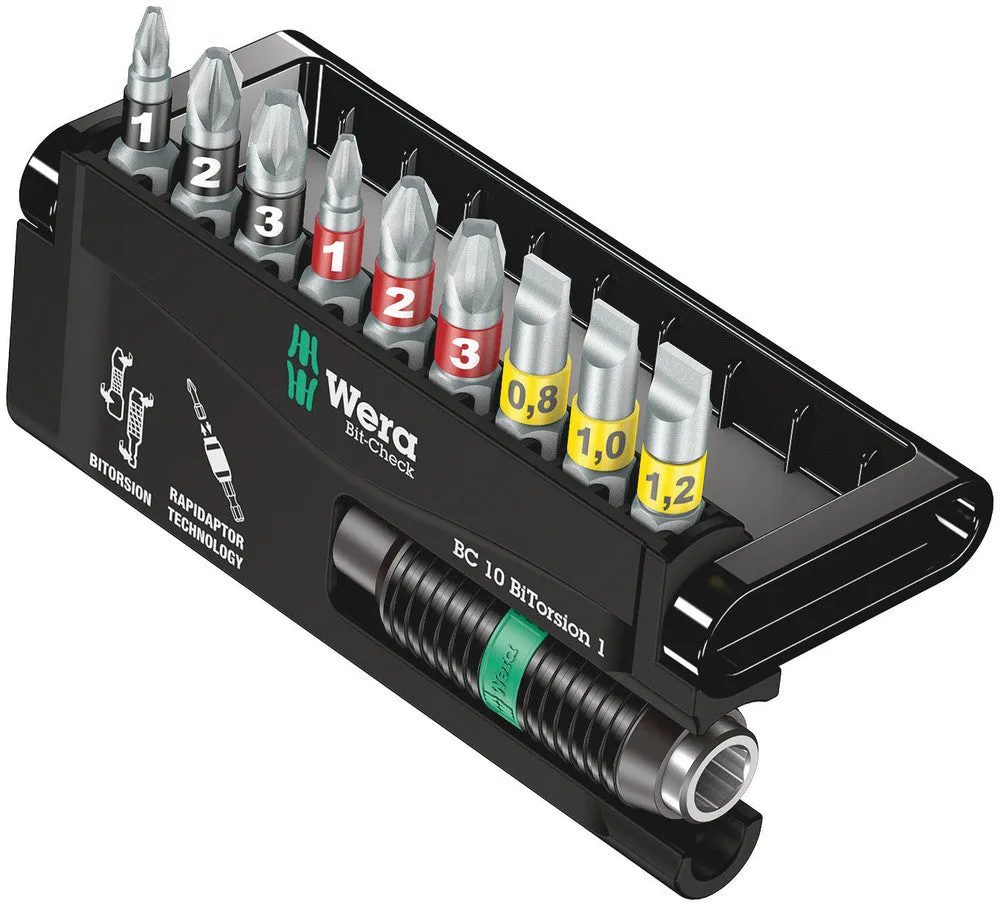Wera 05056374001 Bit-Check 10 BiTorsion 1, 10 pieces