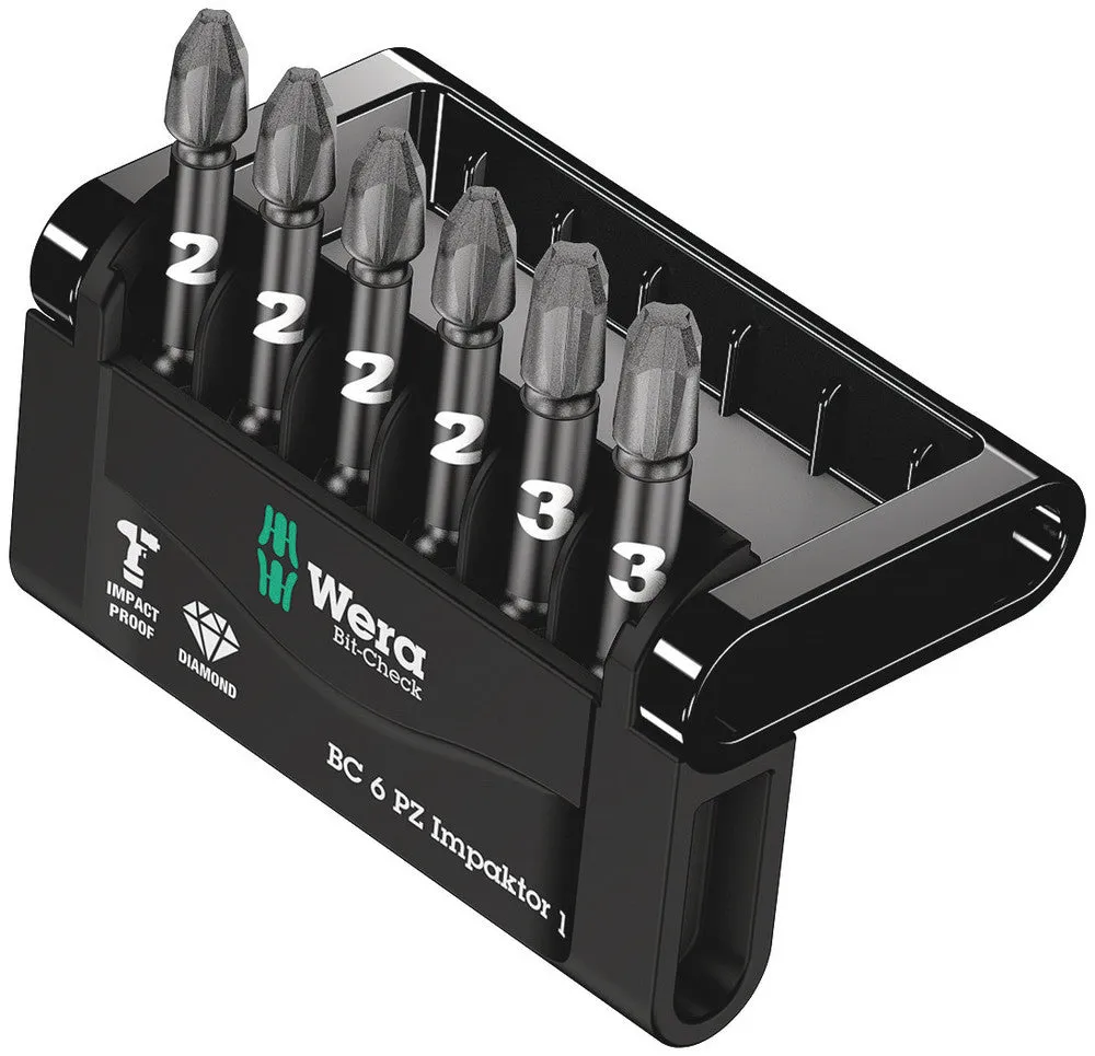 Wera 05057692001 Bit-Check 6 PZ Impaktor 1, 6 pieces