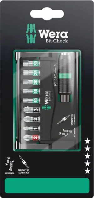 Wera 05073418001 Bit-Check 10 BiTorsion 3 SB, 10 pieces