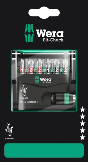 Wera 05136385001 Bit-Check 12 BiTorsion 1 SB, 12 pieces