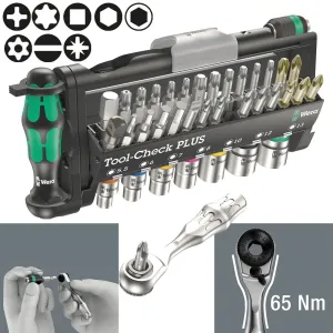 Wera Screwdriver Bit and Socket Set 39 Piece Tool Check PLUS 1/4" Hex 1/4" Square Drive