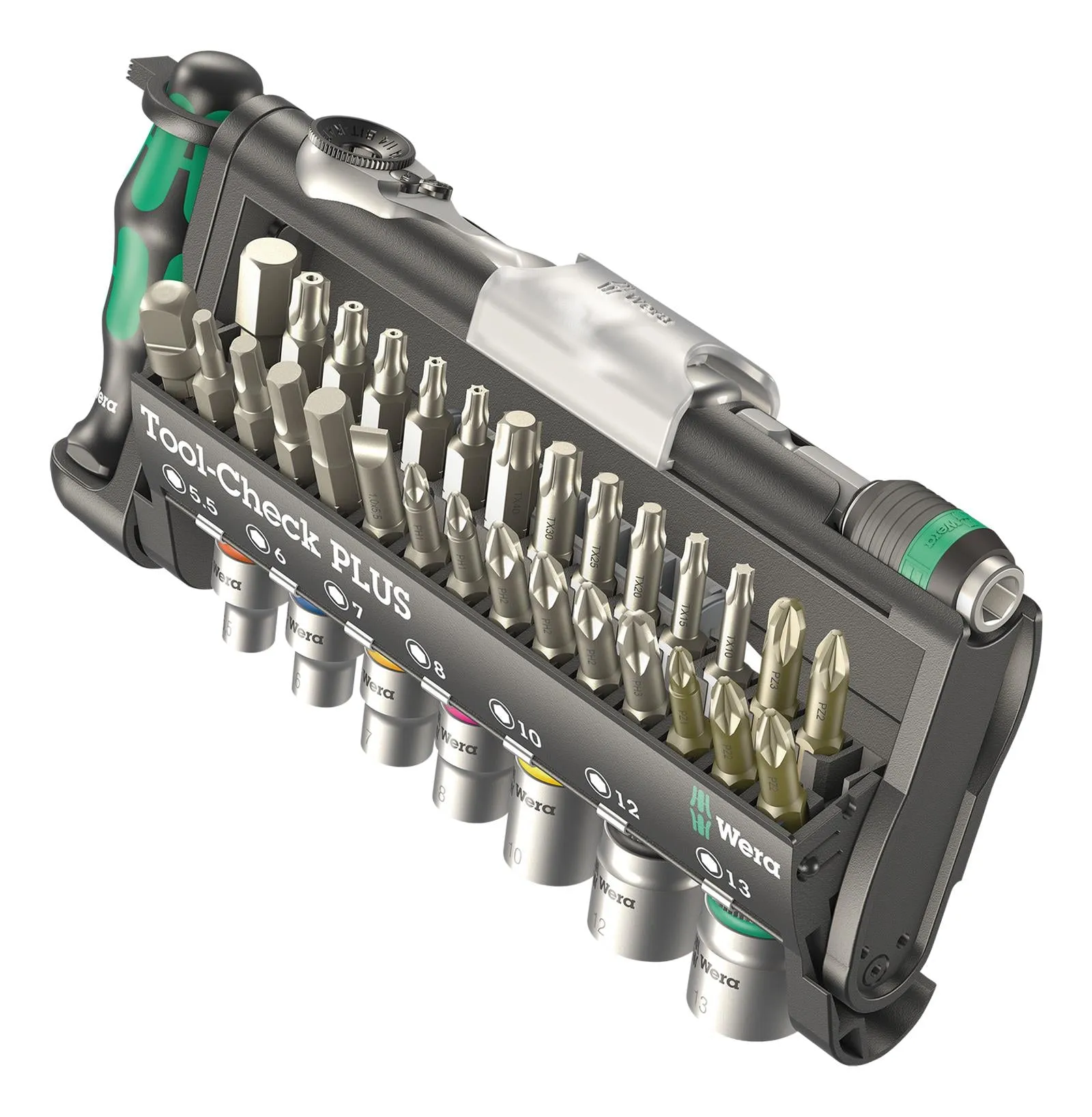 Wera Screwdriver Bit and Socket Set 39 Piece Tool Check PLUS 1/4" Hex 1/4" Square Drive