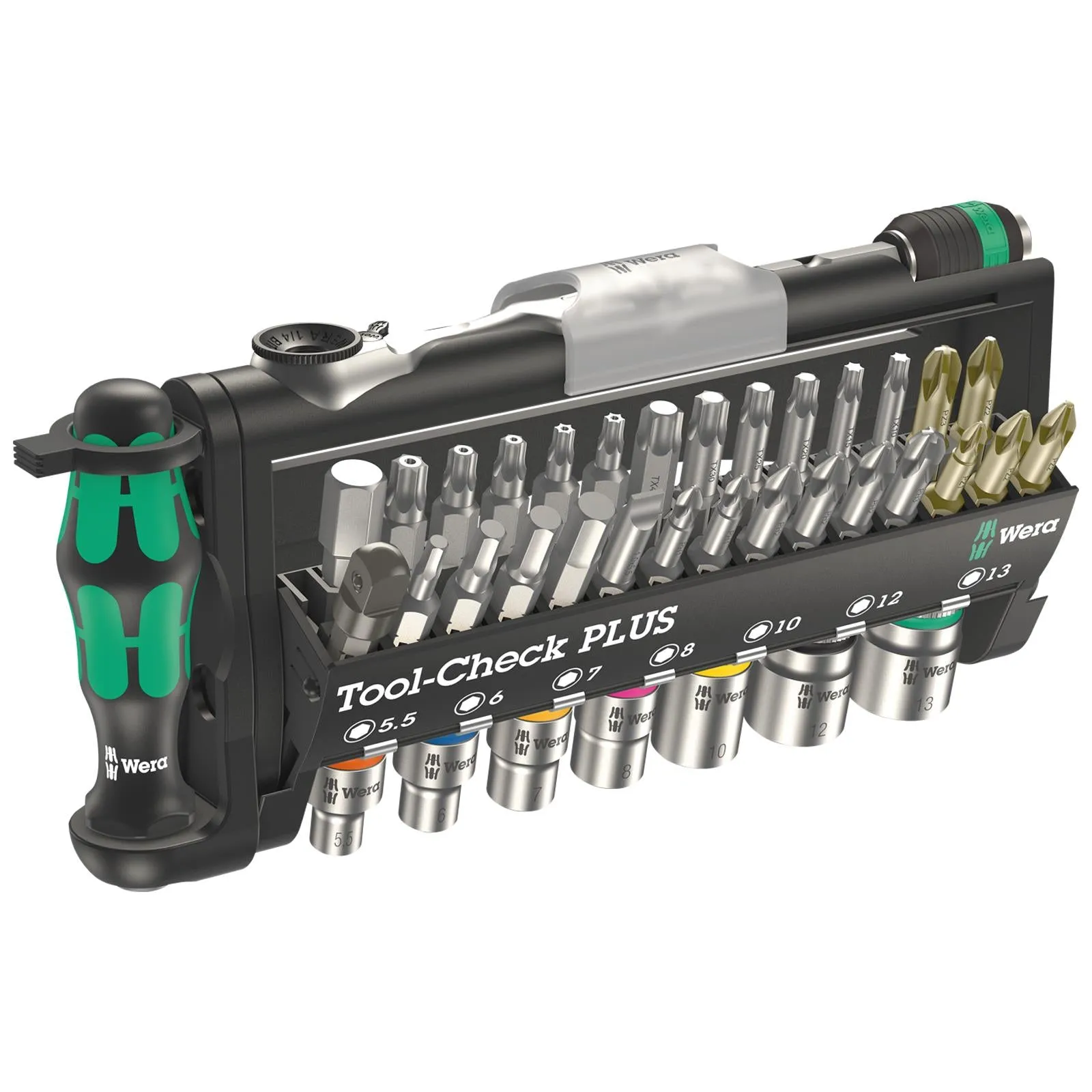Wera Screwdriver Bit and Socket Set 39 Piece Tool Check PLUS 1/4" Hex 1/4" Square Drive