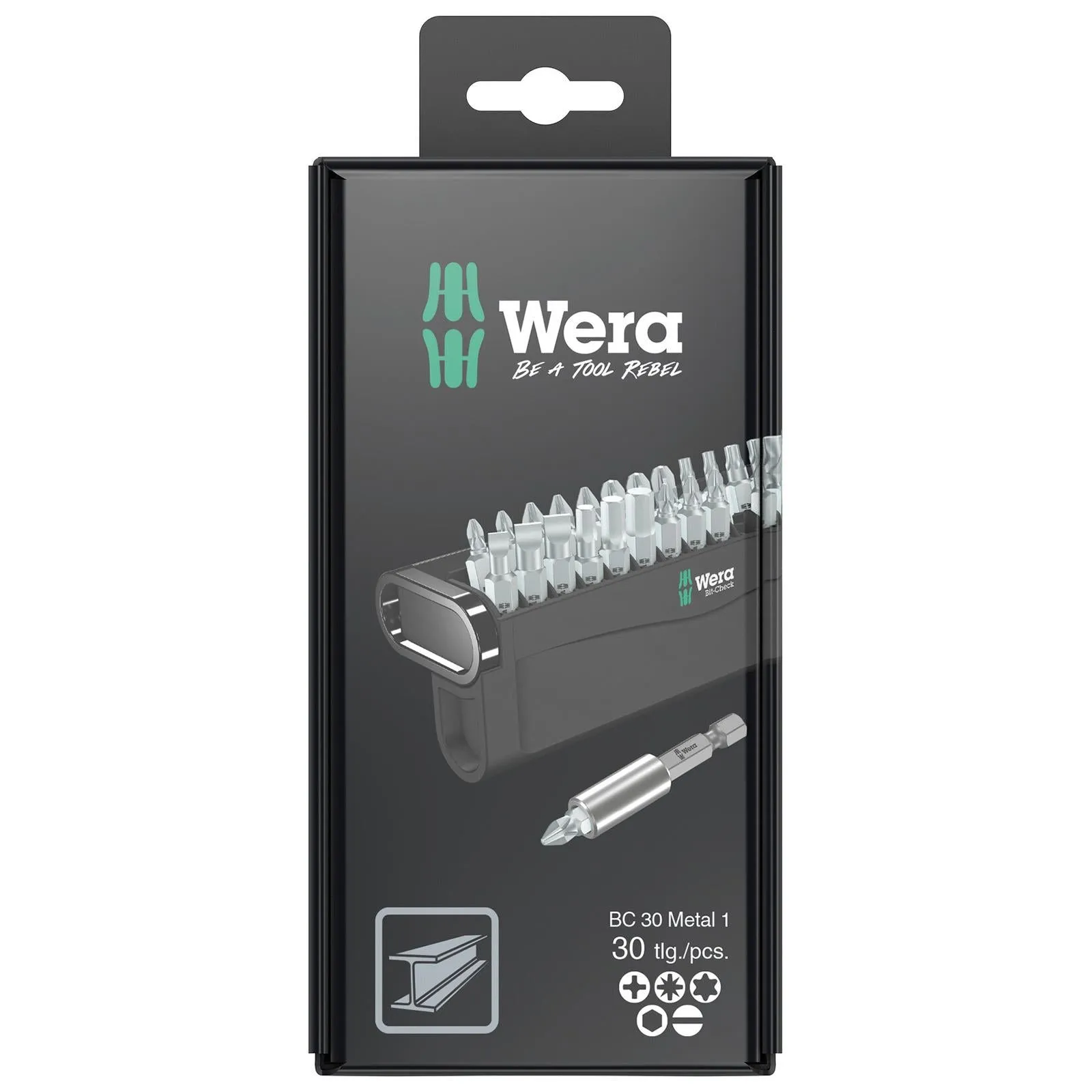 Wera Screwdriver Bit Set with Bit Holder Bit Check 30 Metal 1 SB 30 Pieces PH PZ TX SL Hex