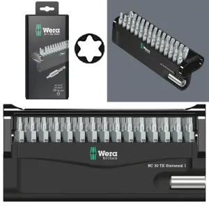Wera Screwdriver Bit Set with Bit Holder Bit Check 30 TX Universal 1 SB 30 Pieces Torx