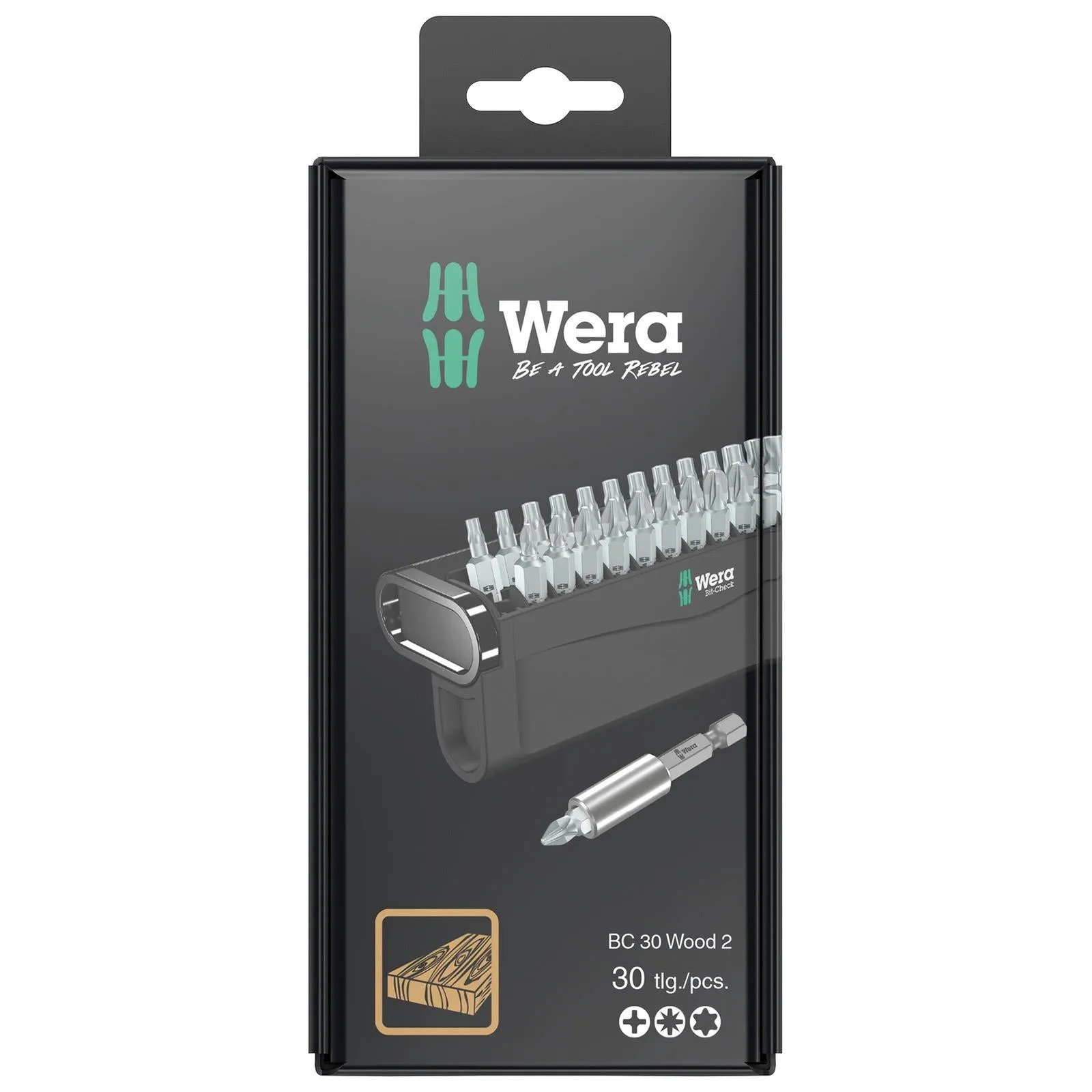 Wera Screwdriver Bit Set with Bit Holder Bit Check 30 Wood 2 SB 30 Pieces PH PZ TX