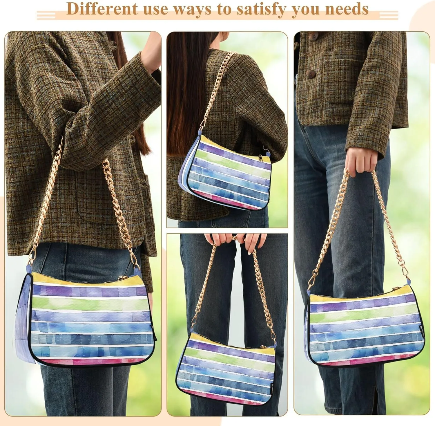 White Couple Llamas on Green Women's Purse Hobo Tote Bags Women's Designer Handbag Evening Shoulder Bags