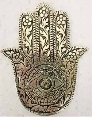 White Metal HAMSA Incense Holder