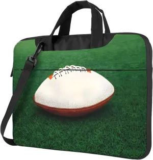 White Rugby Ball Portable Laptop Bags â€“ Briefcases and Messenger Bags for Business, Teachers, Office, College, Travel