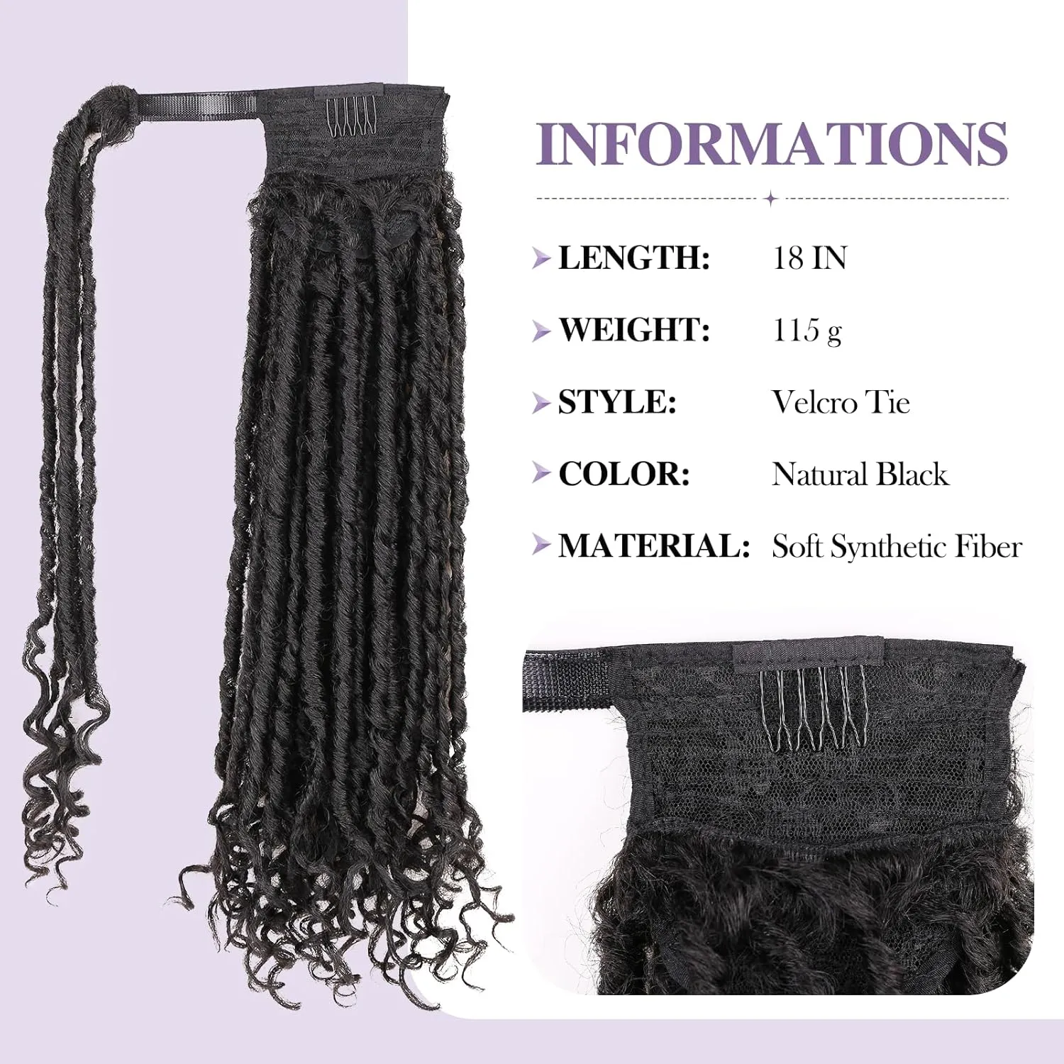 WIGER Natural Black 1B Coily Twisted Locs Ponytail   Drawstring DIY Pre Braided Ponytail   Ombre Brown Messy Updo Hair Bun 3 in 1 Hairpieces Kit for Women
