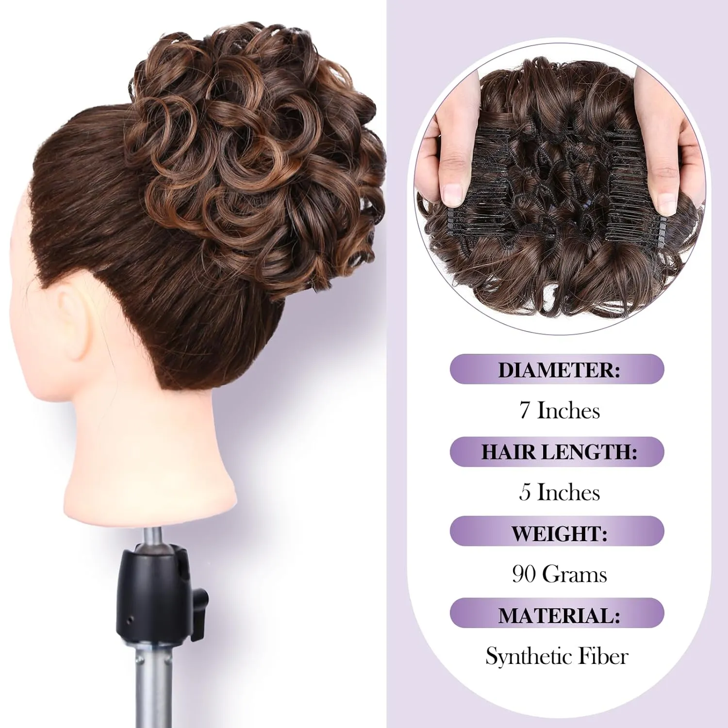 WIGER Natural Black 1B Coily Twisted Locs Ponytail   Drawstring DIY Pre Braided Ponytail   Ombre Brown Messy Updo Hair Bun 3 in 1 Hairpieces Kit for Women
